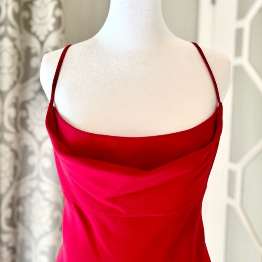 JONES NEW YORK Stunning Red Evening Silky Midi Dress - Sz 12 - Picture 2 of 8